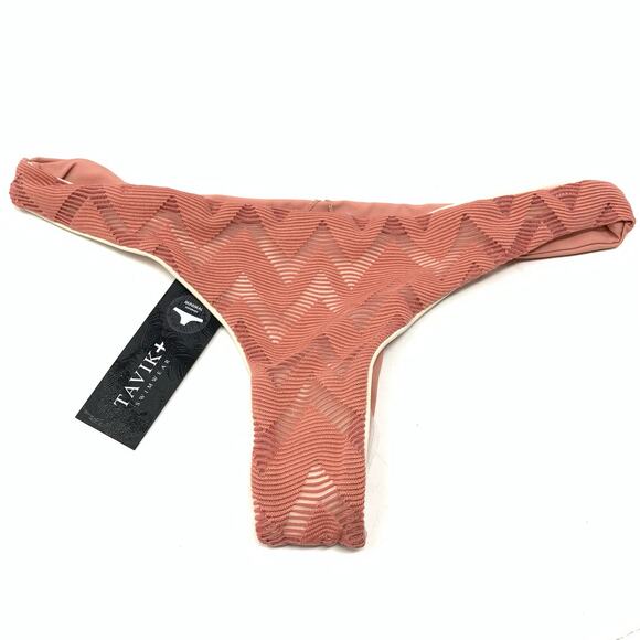 Tavik Ali Mini Bottom Textured Chevron Bikini Bottom Rose Dawn Size Medium - Picture 1 of 8